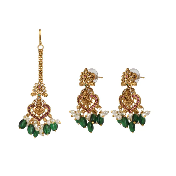 Gold_Plated_Kundan_Bridal_Necklace_Set_With_Green_Stones