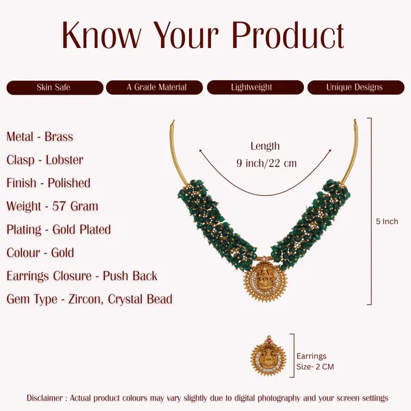 Gold_Plated_Green_Crystal_Bead_Necklace_Set_With_Temple_Pendant