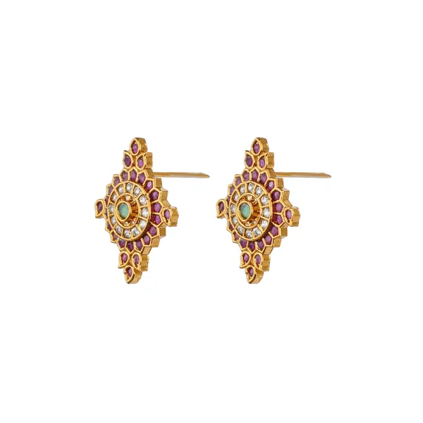 Antique_Gold_Plated_Brass_Choker_Necklace_Set_With_Earrings
