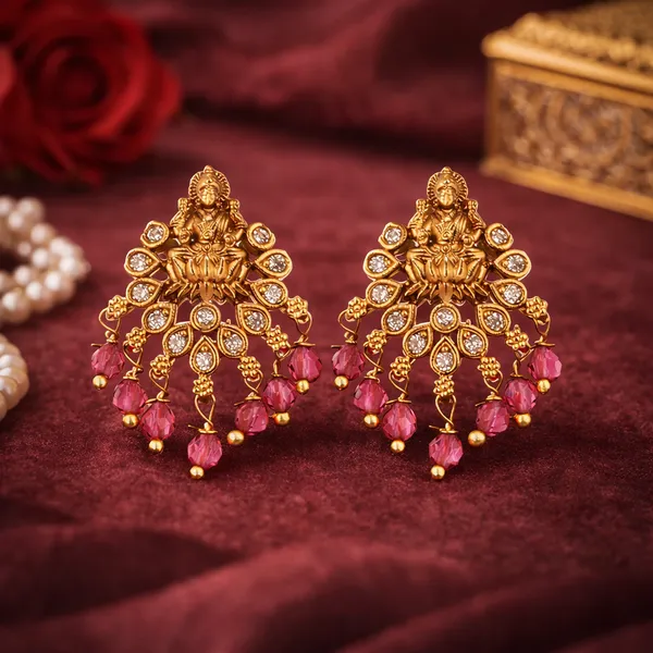 Gold_Pink_Stone_Lakshmi_Deity_Chandbali_Earrings_For_Women