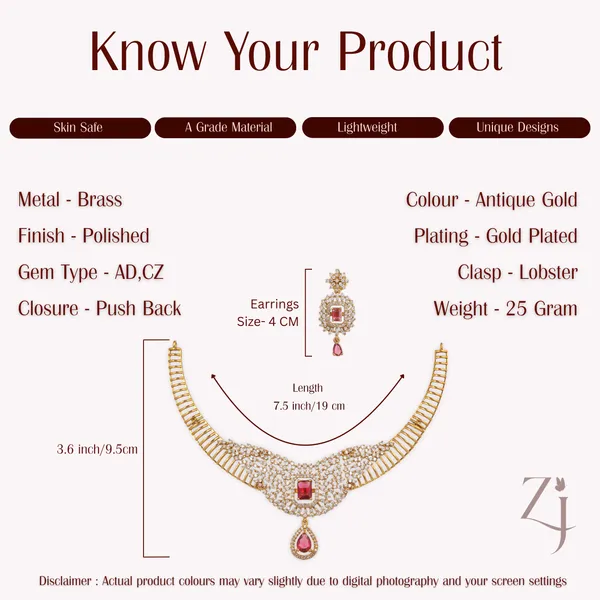 Antique_Gold_Plated_Pink_Stone_Necklace_Set_With_Earrings
