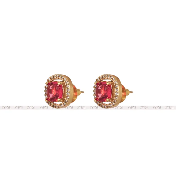 Pink_Stone_Gold_Plated_Necklace_Set_With_Earrings