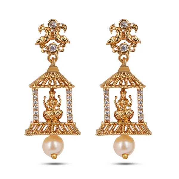 Gold_Plated_Brass_Temple_Jhumka_Earrings_With_Zircon_And_Pearl