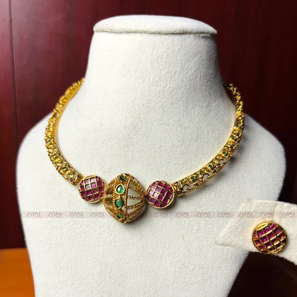 Gold_Plated_Ruby_Stone_Studded_Necklace_Set_For_Women
