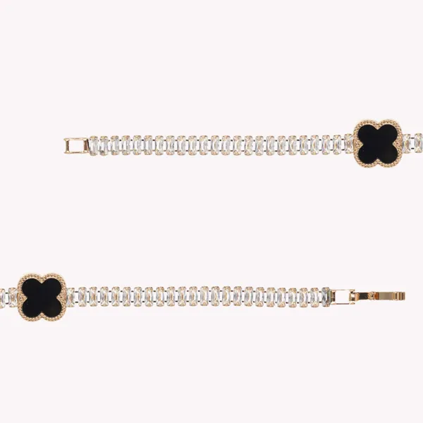 Rose_Gold_Black_Clover_Crystal_Tennis_Bracelet_For_Women
