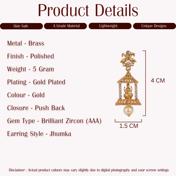 Gold_Plated_Brass_Temple_Jhumka_Earrings_With_Zircon_And_Pearl