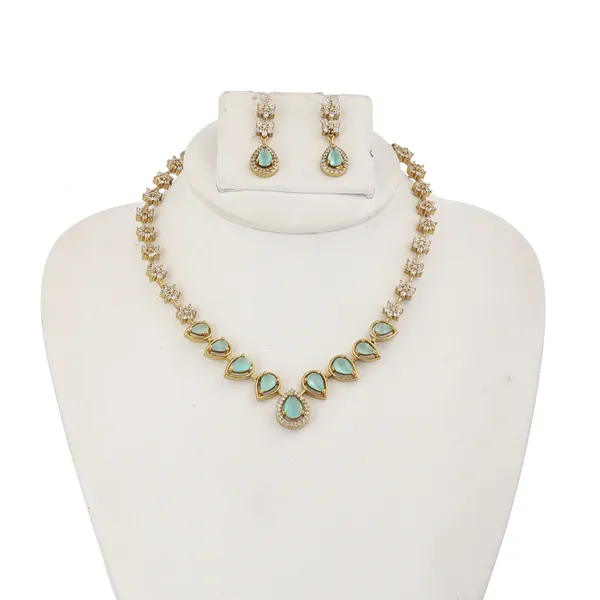 Gold_Micro_Plated_Aqua_Zircon_American_Diamond_Necklace_Set