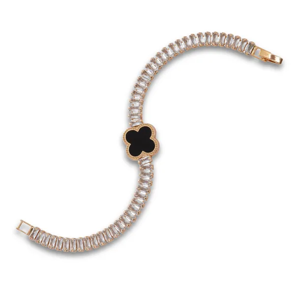 Rose_Gold_Black_Clover_Crystal_Tennis_Bracelet_For_Women