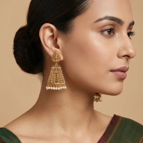 Gold_Plated_Temple_Jhumka_Earrings_With_Pearls