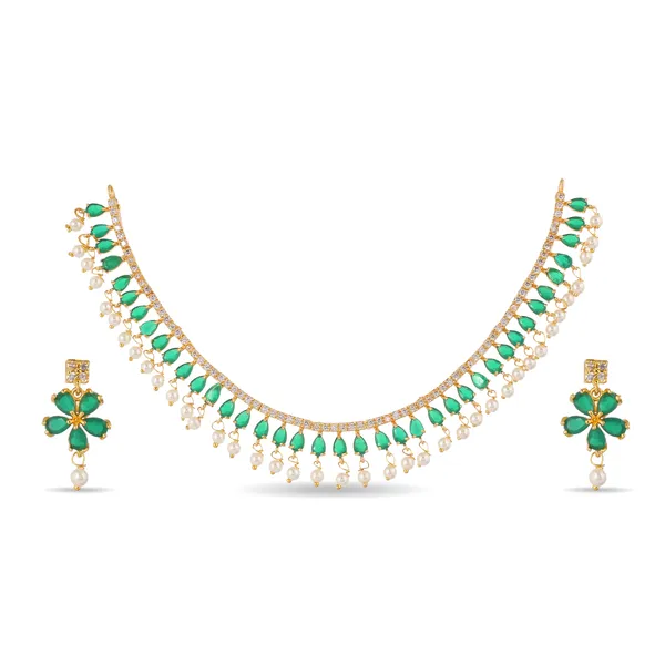 Green_Stone_American_Diamond_Gold_Plated_Choker_Necklace_Set