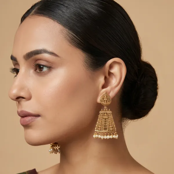Gold_Plated_Temple_Jhumka_Earrings_With_Pearls