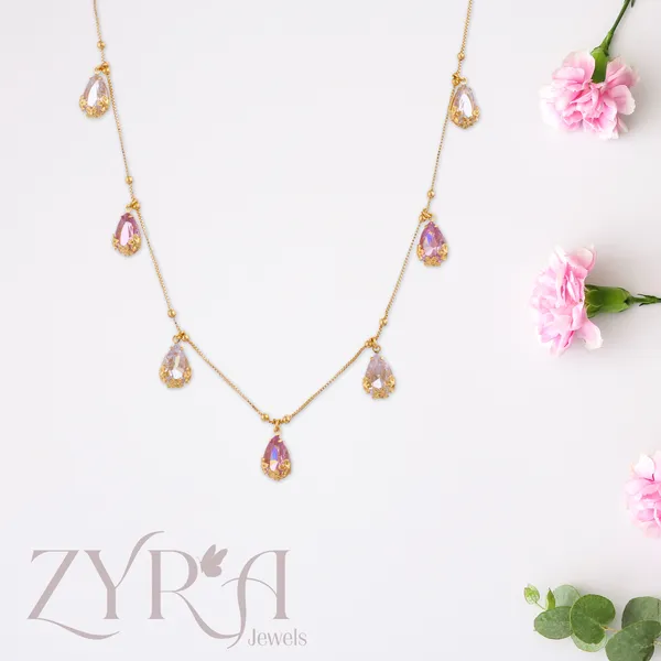 Rose_Gold_Plated_Teardrop_Cubic_Zirconia_Necklace_For_Women