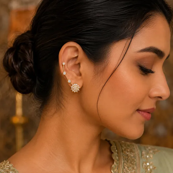 AAA_Grade_Cubic_Zirconia_Studded_Gold_Plated_Ear_Cuff_Earring_