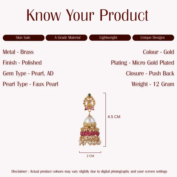 Pearl_&_Lakshmi_Jhumka_Earrings_Brass_Based_Micro_Gold_Plated