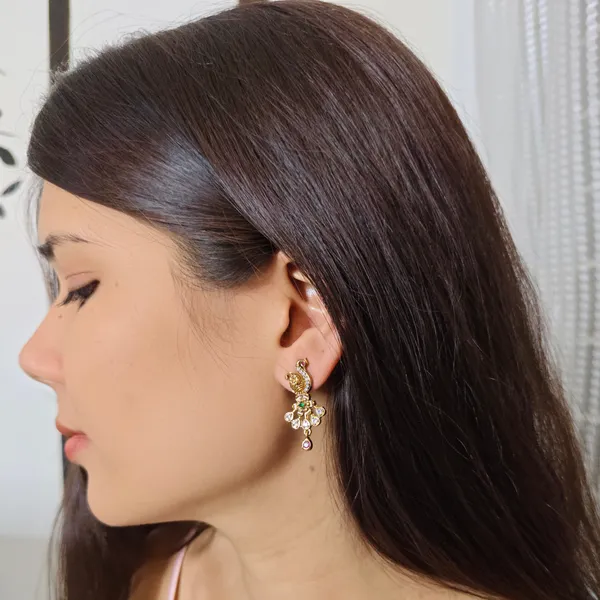 Gold_Plated_Peacock_Motif_Floral_Necklace_Earrings_Set