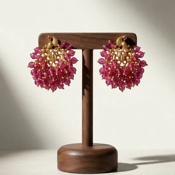 Antique_Gold_Plated_Crystal_Bead_Cluster_Earrings