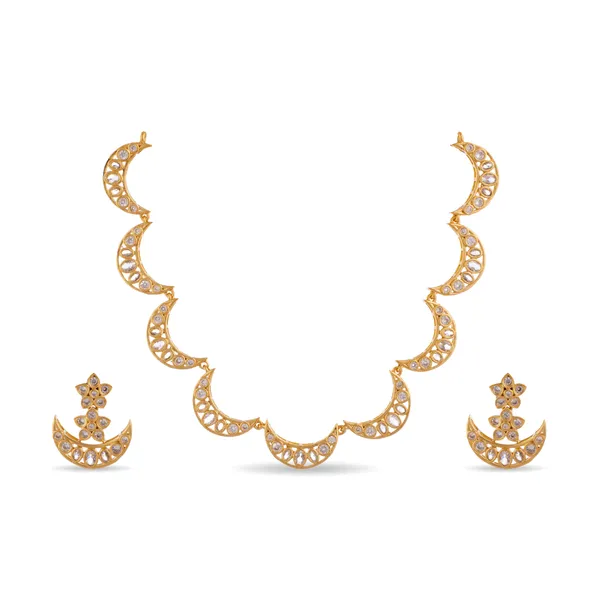Gold_Plated_Stone_Studded_Crescent_Moon_Necklace_Set_For_Women