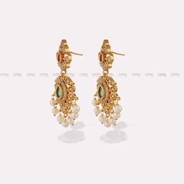 Gold_Plated_Pink_Green_Kundan_Pearl_Necklace_Set_For_Women