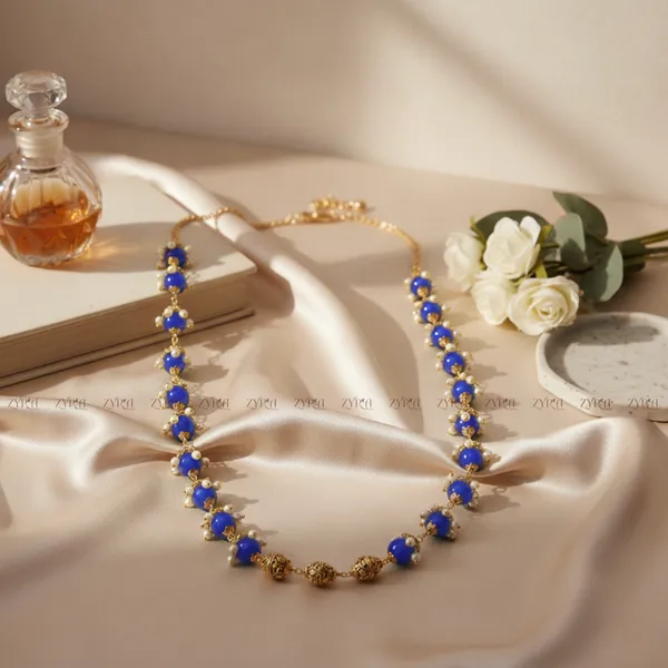 Antique_Gold_Brass_Blue_Crystal_Beads_Necklace_For_Women
