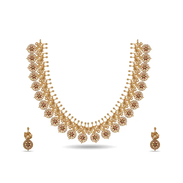 Gold_Plated_Antique_Brass_Necklace_Set_With_Ad_Cz_Stones