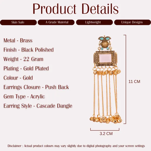 Gold_Pink_Turquoise_Stone_Jhumka_Tassel_Earrings_For_Women