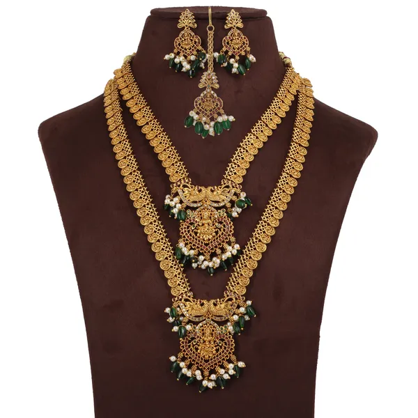 Gold_Plated_Kundan_Bridal_Necklace_Set_With_Green_Stones