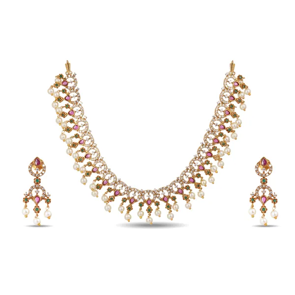 Gold_Plated_Kundan_Pearl_Drop_Necklace_Set_With_Earrings