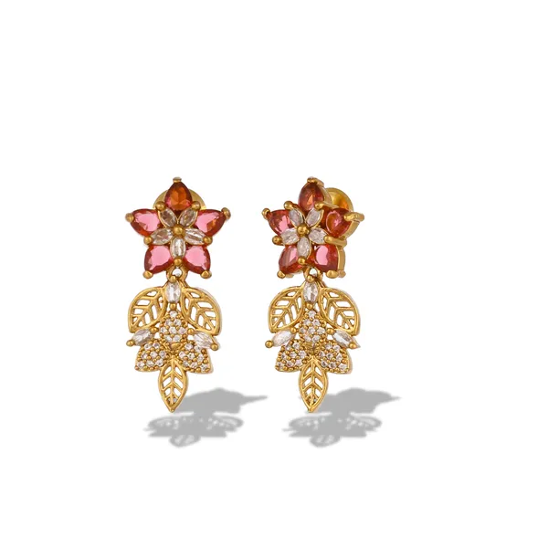 Gold_Pink_Floral_Stone_Necklace_Earrings_Set_For_Women