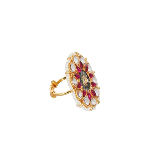 Gold_Plated_Brass_Kundan_Pearl_Adjustable_Ring_For_Women