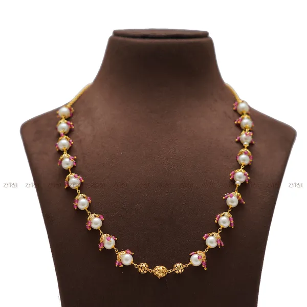 Antique_Gold_Micro_Plated_Pink_Crystal_Beads_Necklace