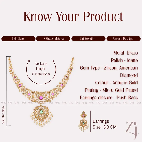 Gold_Plated_Pink_Green_Kundan_Pearl_Necklace_Set_For_Women