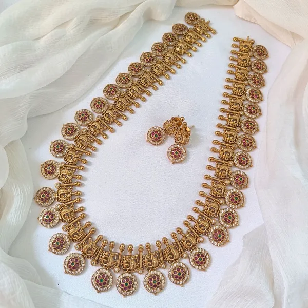 Antique_Gold_Brass_Ad_Cz_Necklace_Set_With_Earrings_For_Women