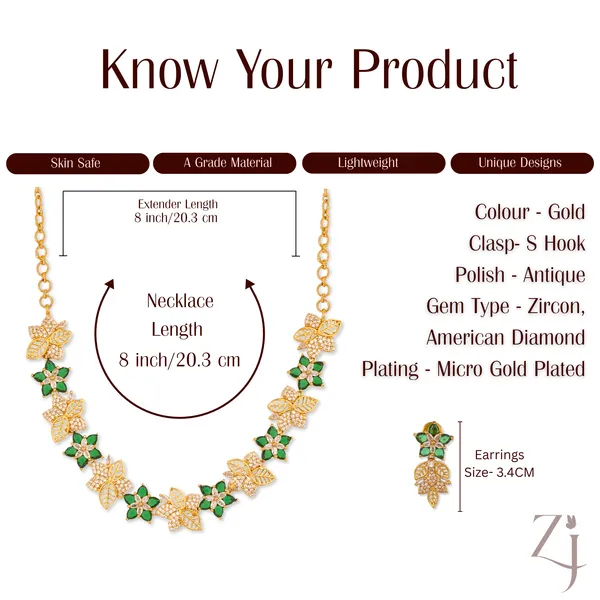 Gold_Plated_Green_Stone_Floral_Necklace_Set_For_Women