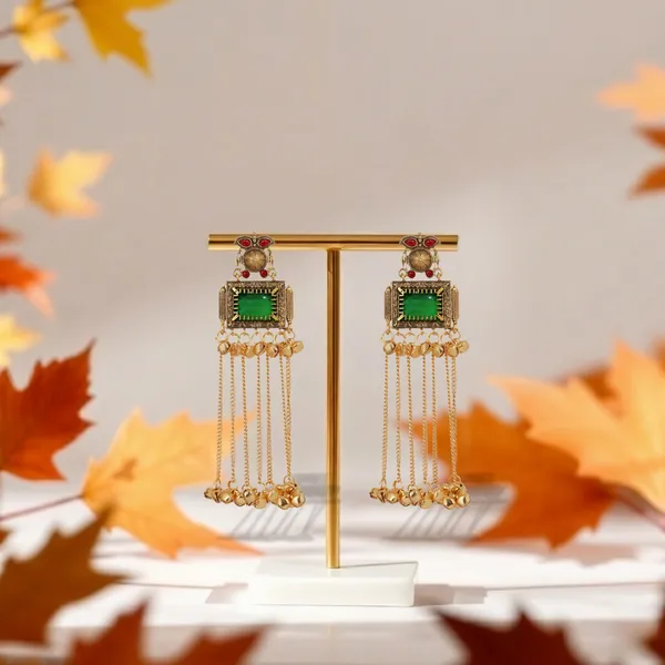 Gold_Plated_Brass_Green_Acrylic_Cascade_Dangle_Earrings_For_Women