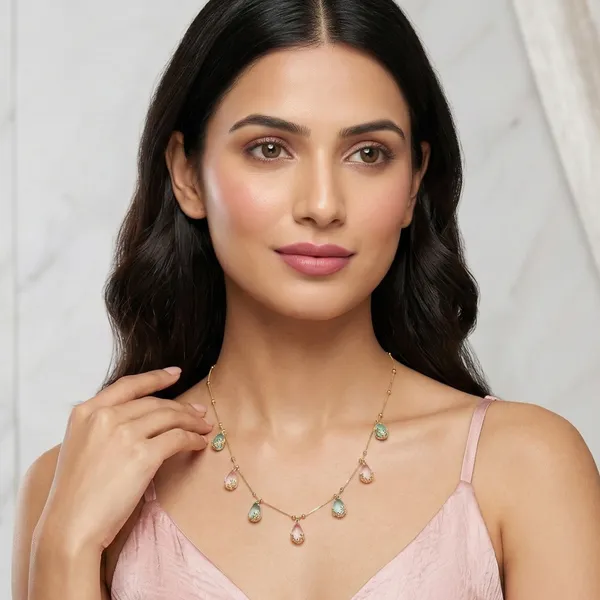 Gold_Plated_Teardrop_Stone_Necklace_For_Women
