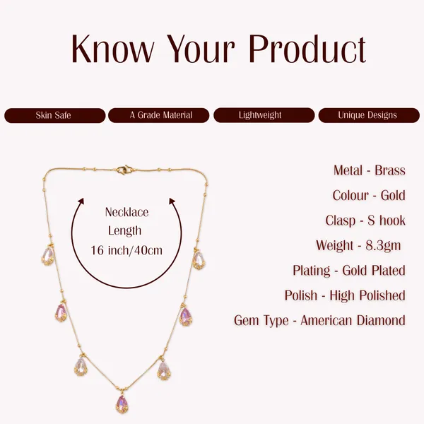 Rose_Gold_Plated_Teardrop_Cubic_Zirconia_Necklace_For_Women