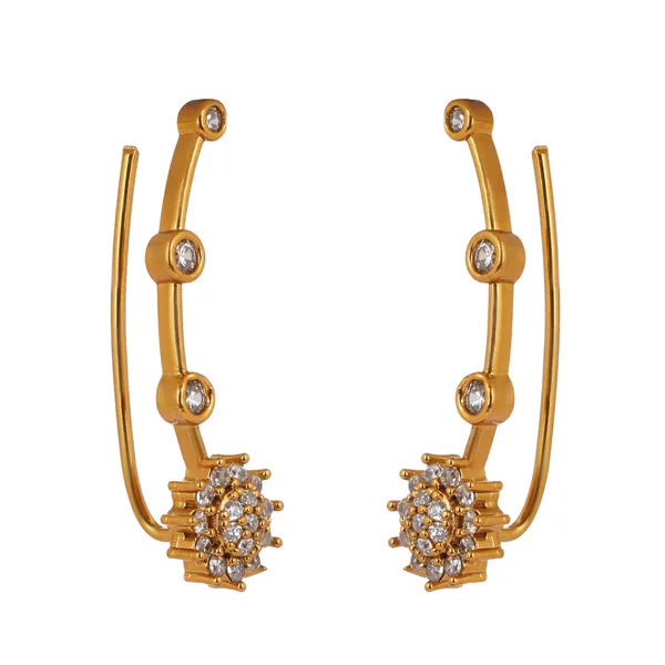 AAA_Grade_Cubic_Zirconia_Studded_Gold_Plated_Ear_Cuff_Earring_