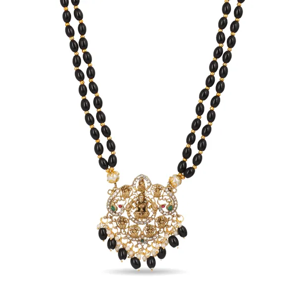 Gold_Plated_Black_Bead_Lakshmi_Temple_Pendant_Necklace