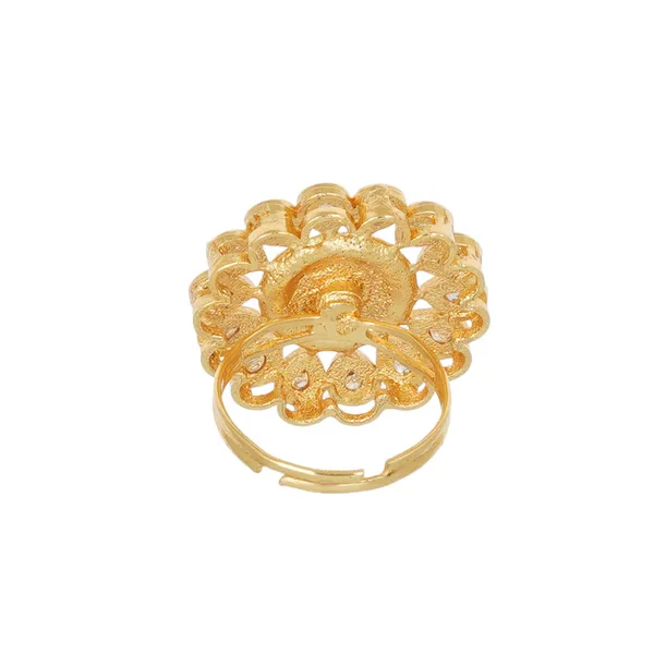 Gold_Plated_Kundan_Pearl_Green_Stone_Adjustable_Finger_Ring_For_Women