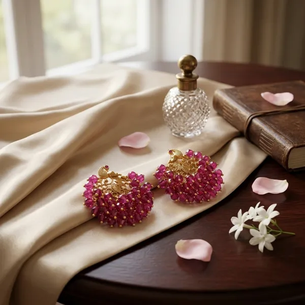 Antique_Gold_Plated_Crystal_Bead_Cluster_Earrings