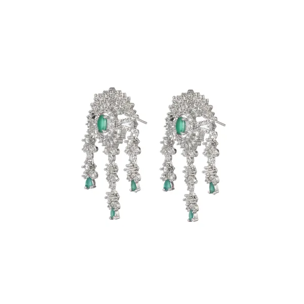 Silver_Rhodium_Plated_American_Diamond_Necklace_Set_With_Green_Zirconia
