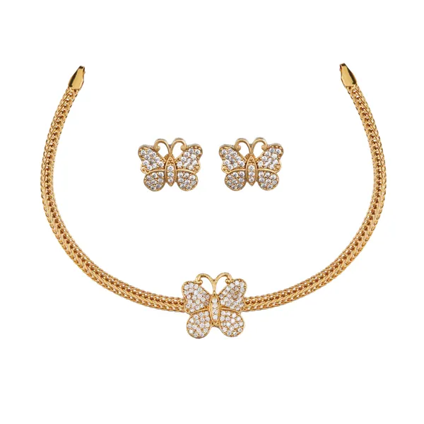 Gold_Plated_Cubic_Zirconia_Butterfly_Necklace_Set