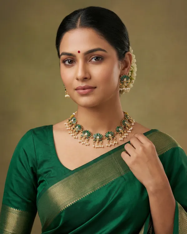 Green_Gold_Peacock_Motif_Traditional_Necklace_Set_For_Women