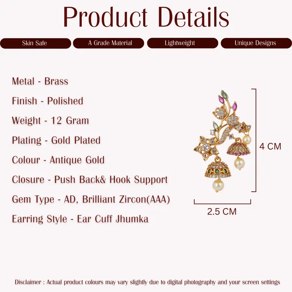 Gold_Plated_Floral_Vine_Jhumka_Ear_Cuffs_For_Women