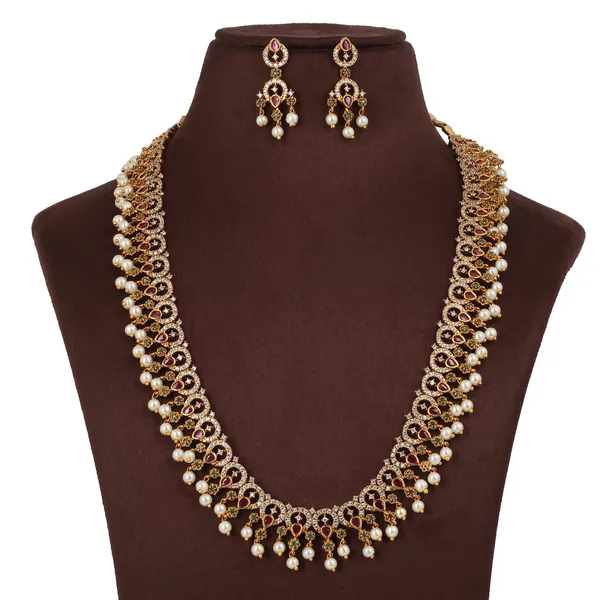 Antique_Gold_Plated_Ad_Cz_Stone_Necklace_Set_For_Women