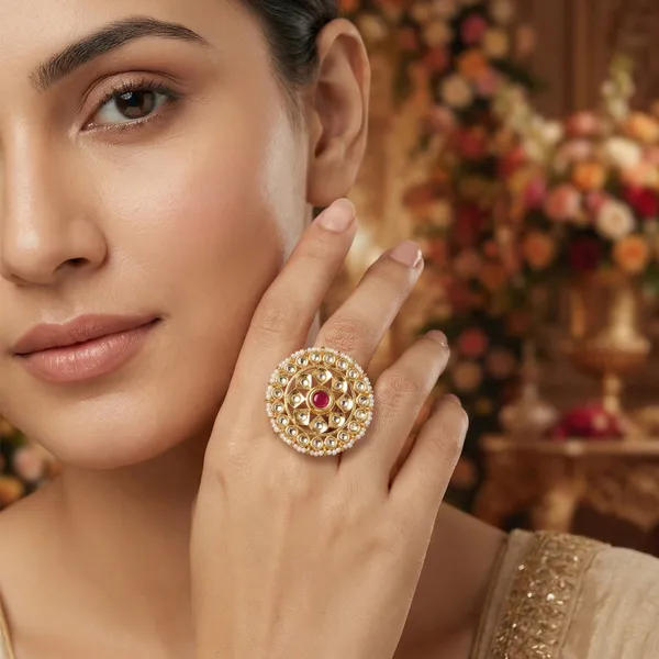 Gold_Plated_Brass_Kundan_Pearl_Adjustable_Ring_For_Women