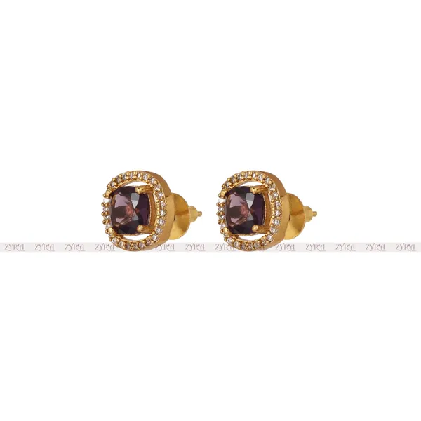 Gold_Plated_Purple_Stone_Cushion_Halo_Stud_Earrings