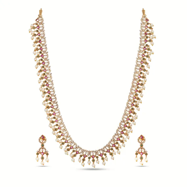 Antique_Gold_Plated_Ad_Cz_Stone_Necklace_Set_For_Women