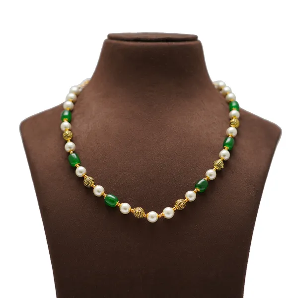 Gold_Plated_Pearl_And_Green_Crystal_Beaded_Necklace