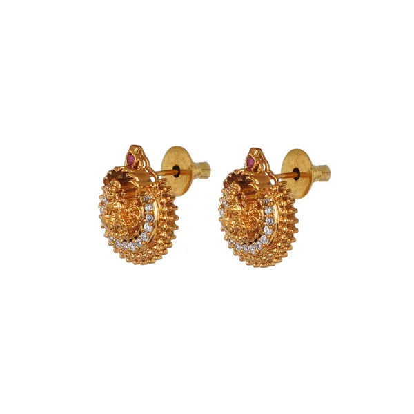 Gold_Plated_Green_Crystal_Bead_Necklace_Set_With_Temple_Pendant